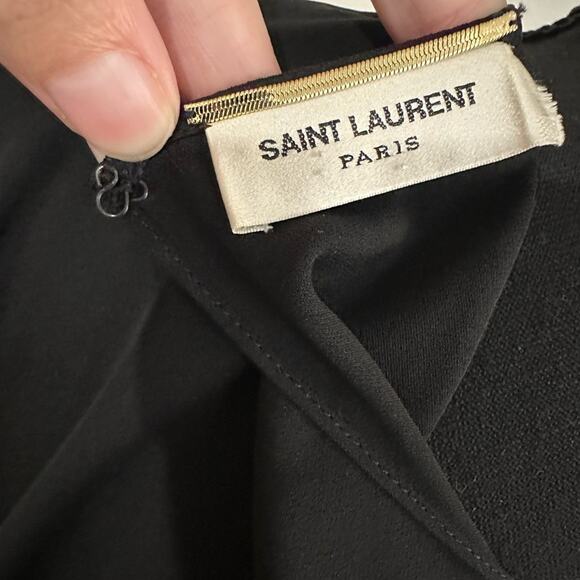 Saint Laurent Silk Split Sleeve Blouse Black FR 34 Flutter - Picture 2 of 11